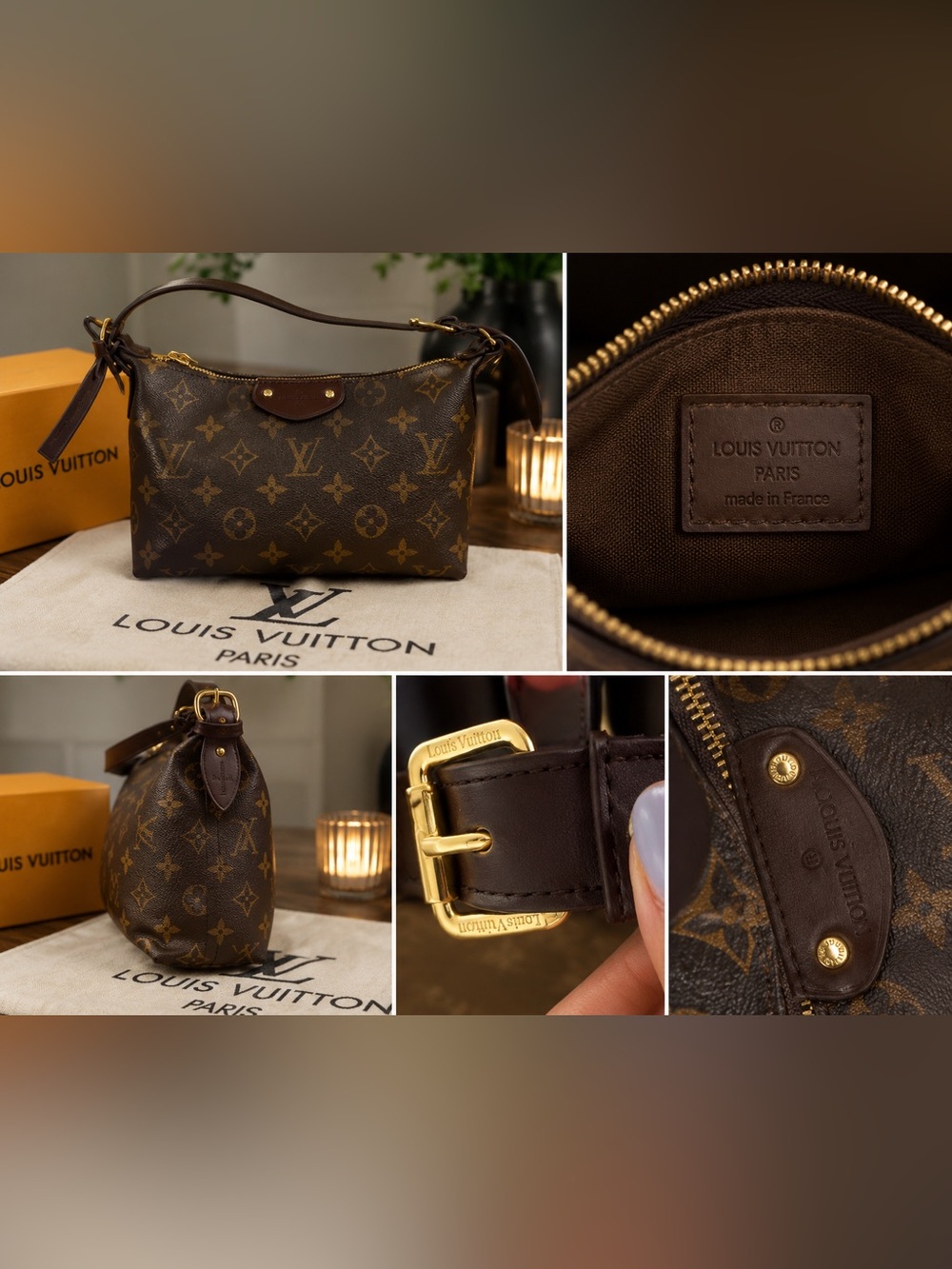 Source Unknown Brown & Gold Monogram Shoulder Bag